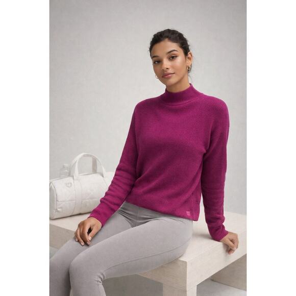 lululemon athletica Sweaters - Lululemon Wild Berry Mock Neck Ribbed Sweater Athleisure Core Estimate Size M/L